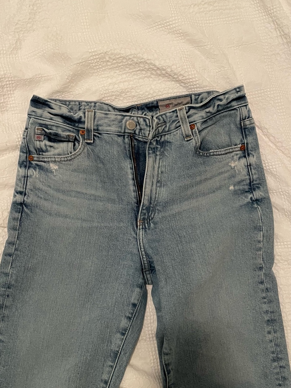 Ag Adriano Goldschmied Pale Blue High-Rise Slim Jeans
